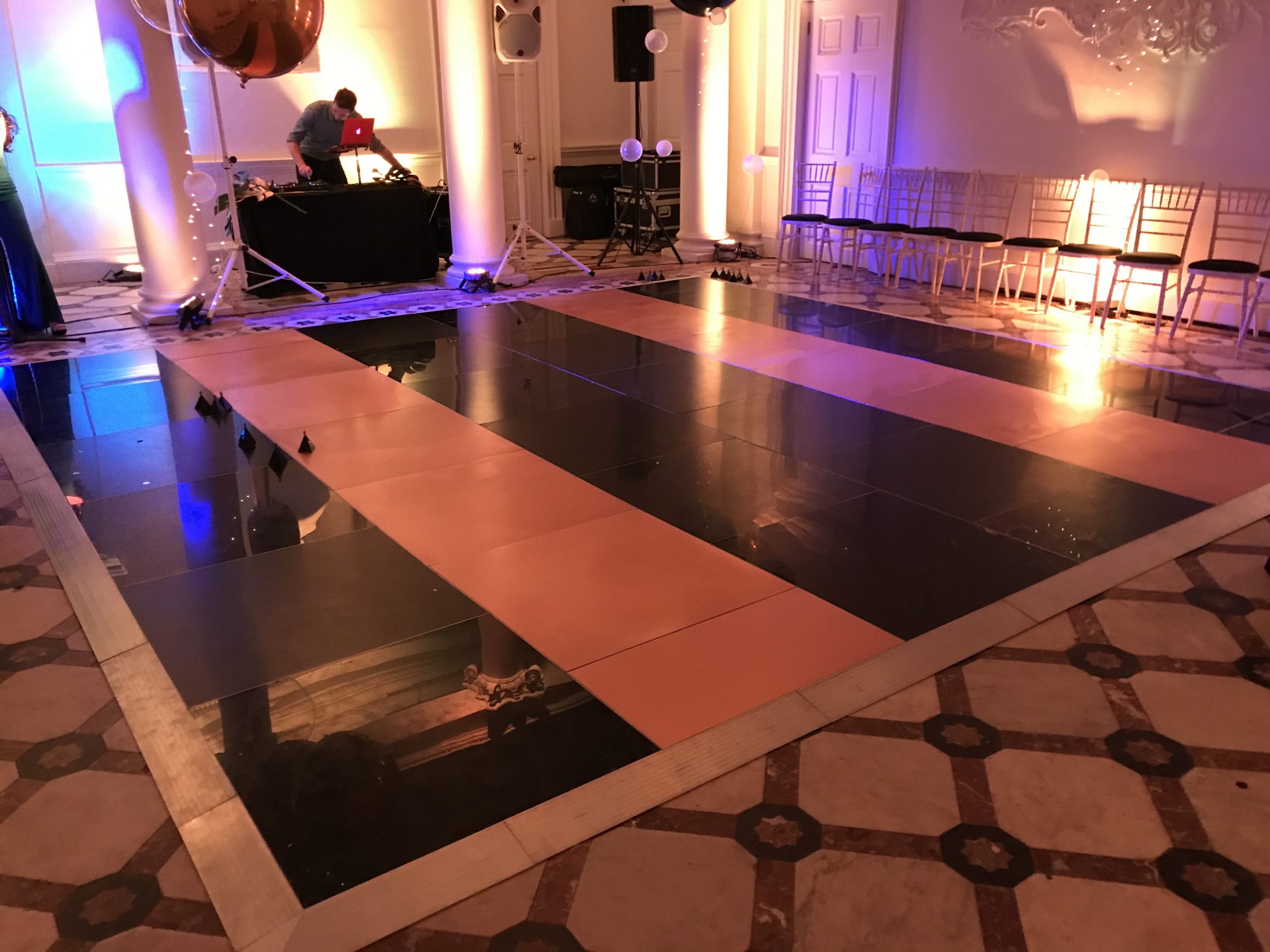 gold and black dance floor