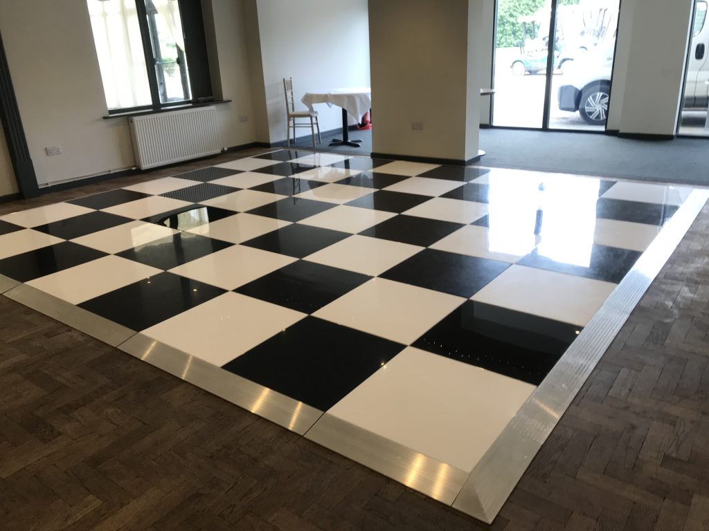 Shiny black and white dance floor
