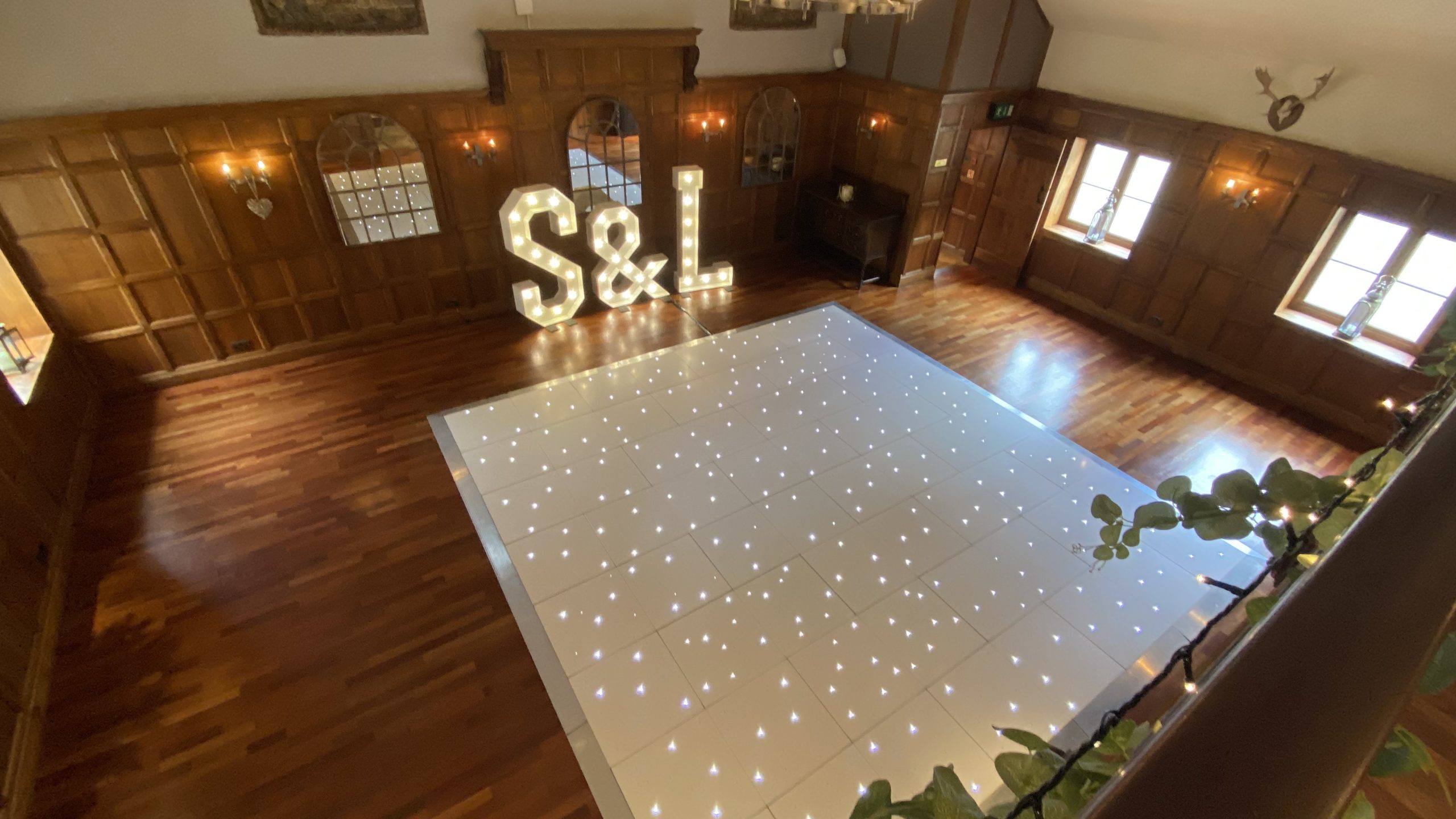Starlit dance floor at Deer Park with light up S & L letters
