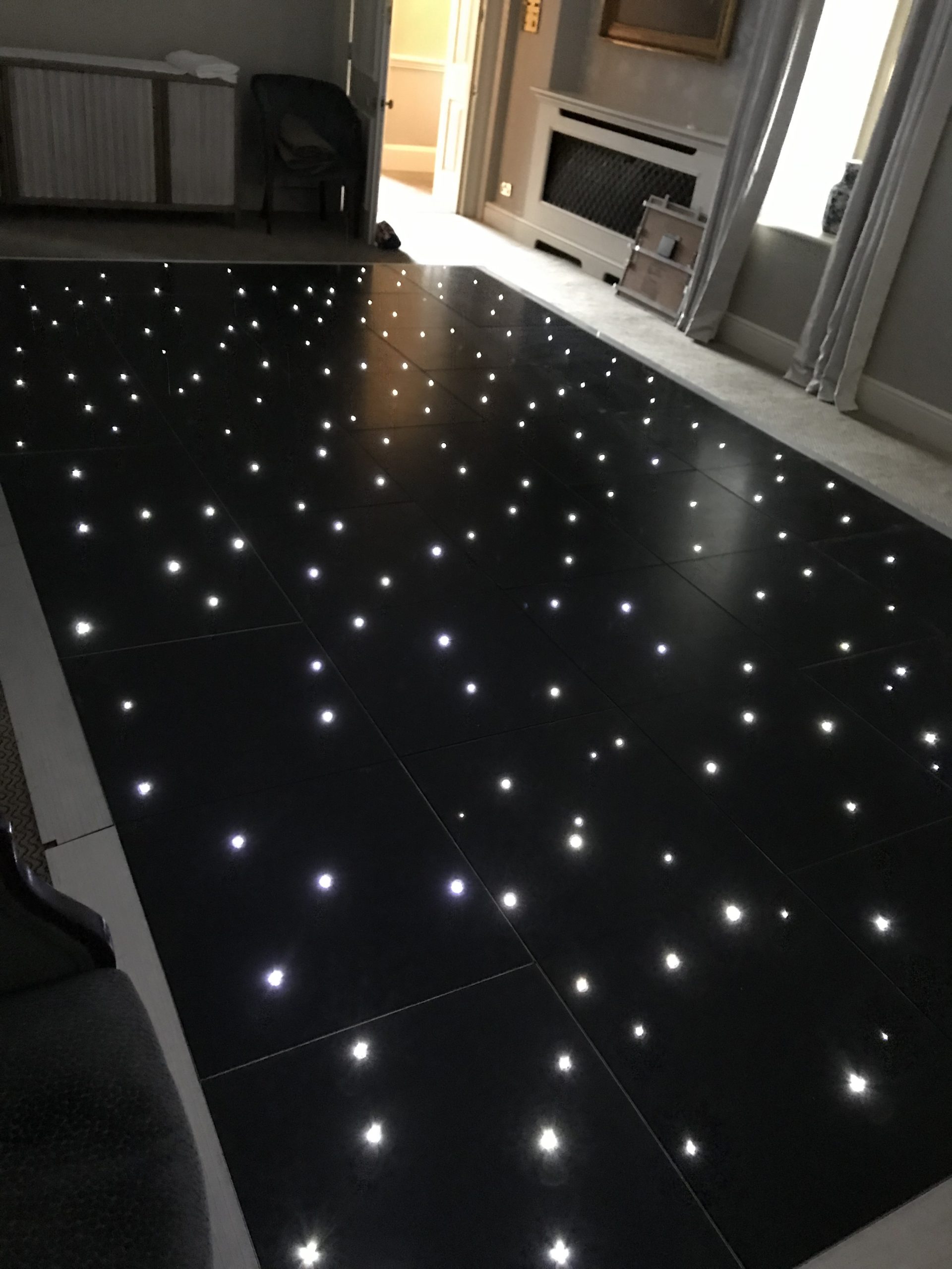 Black led dance floor at the Lords of the Manor Hotel