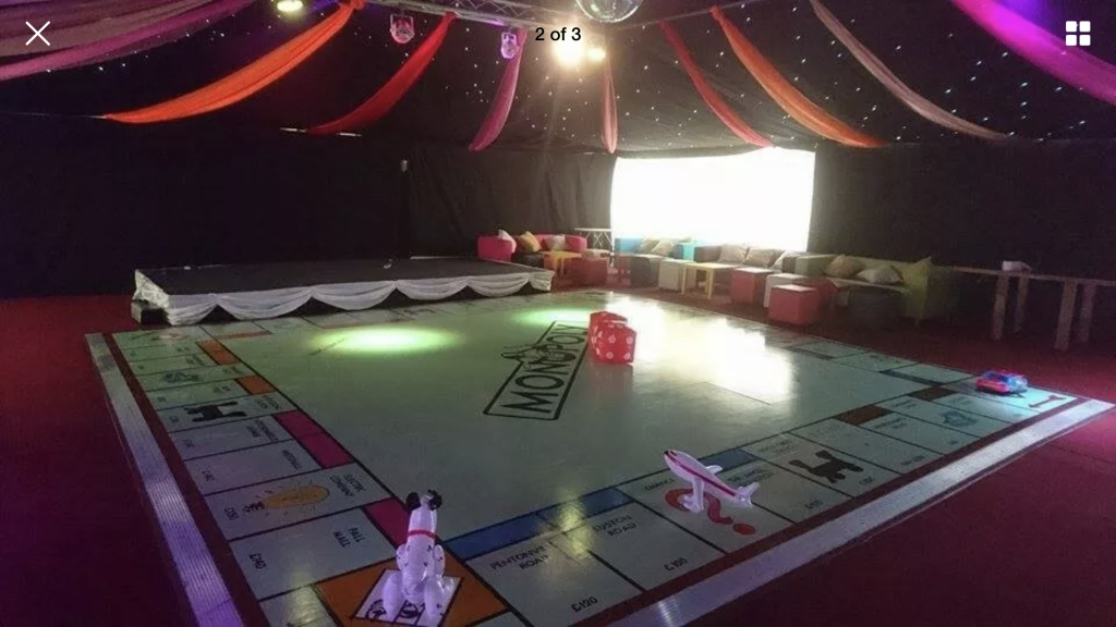 Monopoly dance floor in a marquee