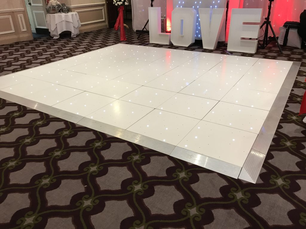 White starlit dance floor hire at the Welcomb hotel in Stratford Upon Avon