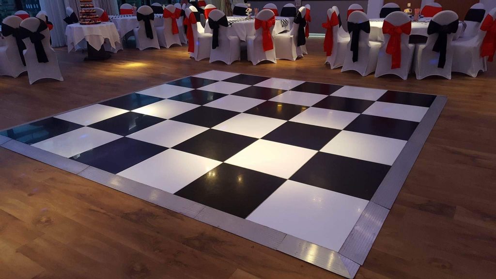 Black and white dance floor at the Wood Norton Hotel, Evesham, Worcestershire