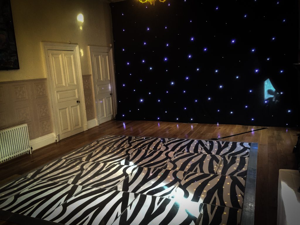 Zebra print dance floor at Edinburgh zoo