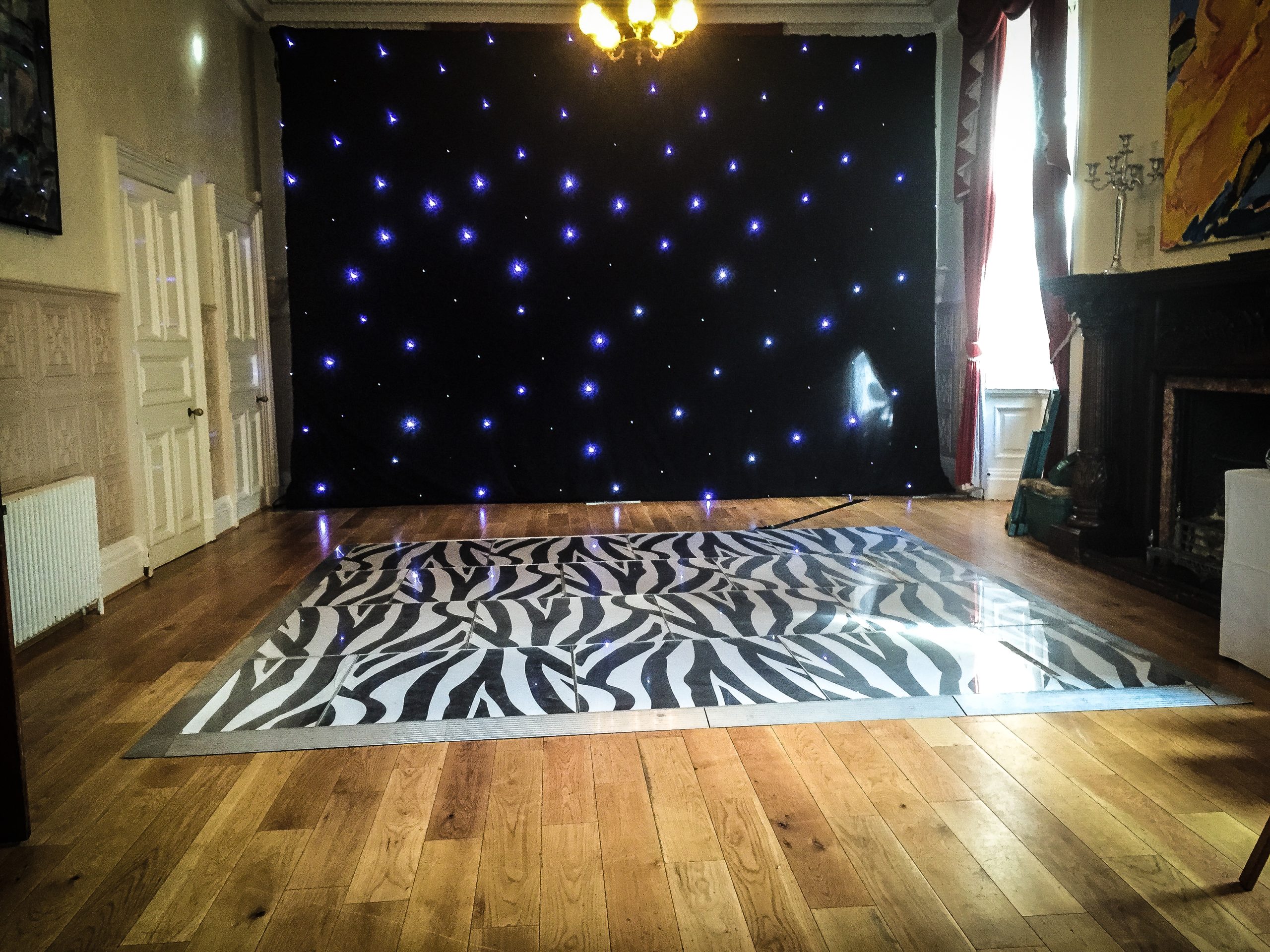 Zebra print dance floor at Edinburgh Zoo