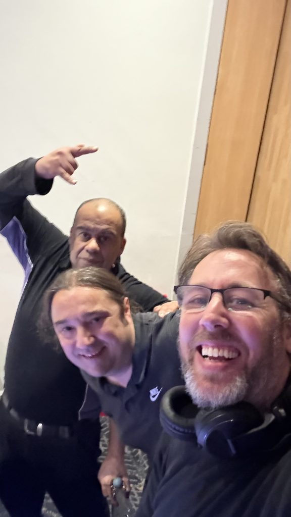 Photo of 3 crew after install of dance floor in Birmingham