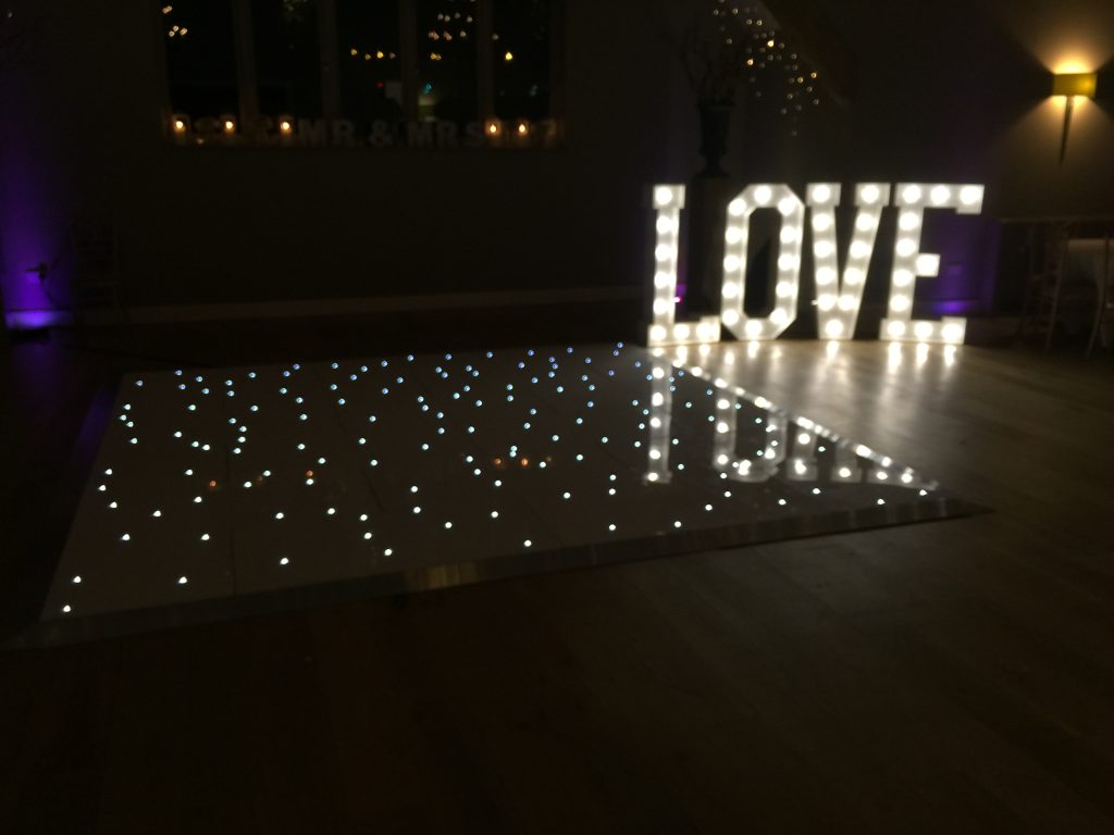 Twinkle dance floor with light up LOVE to the right