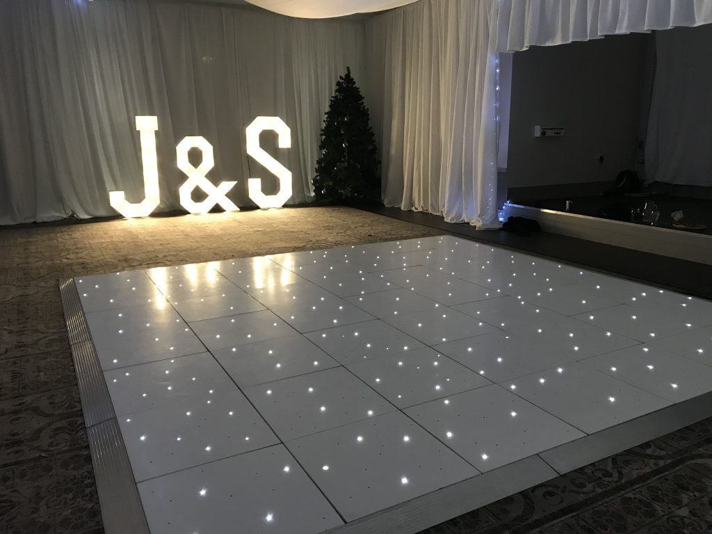 Light up dance floor with giant light up letters