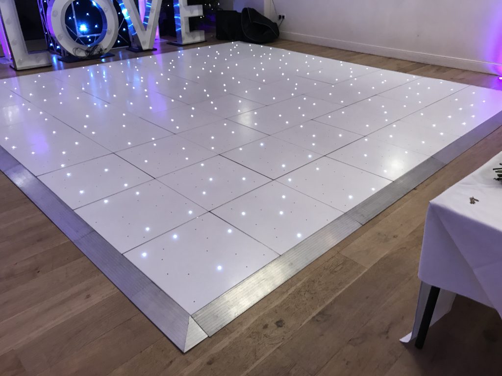 LED dance floor with white LEDs ready for a wedding