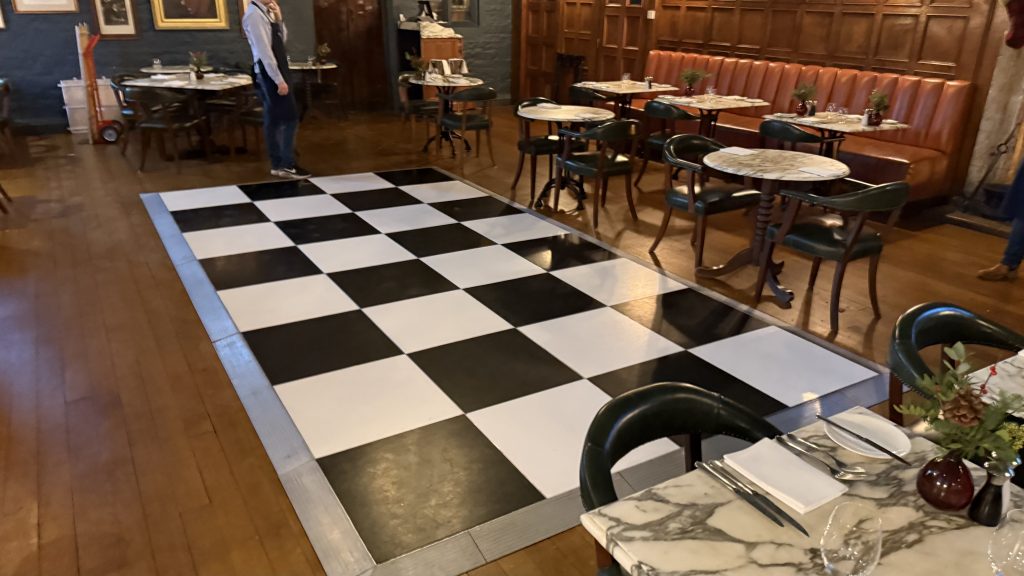 Small black and white chequered dance floor