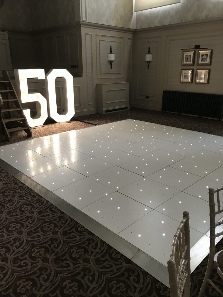 Light up dance floor with light up 50 numbers behind