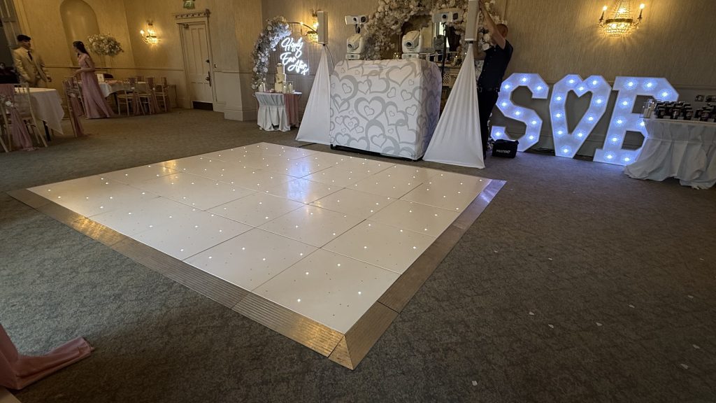 LED starlit dance floor 12' x 10' at walton hall hotel