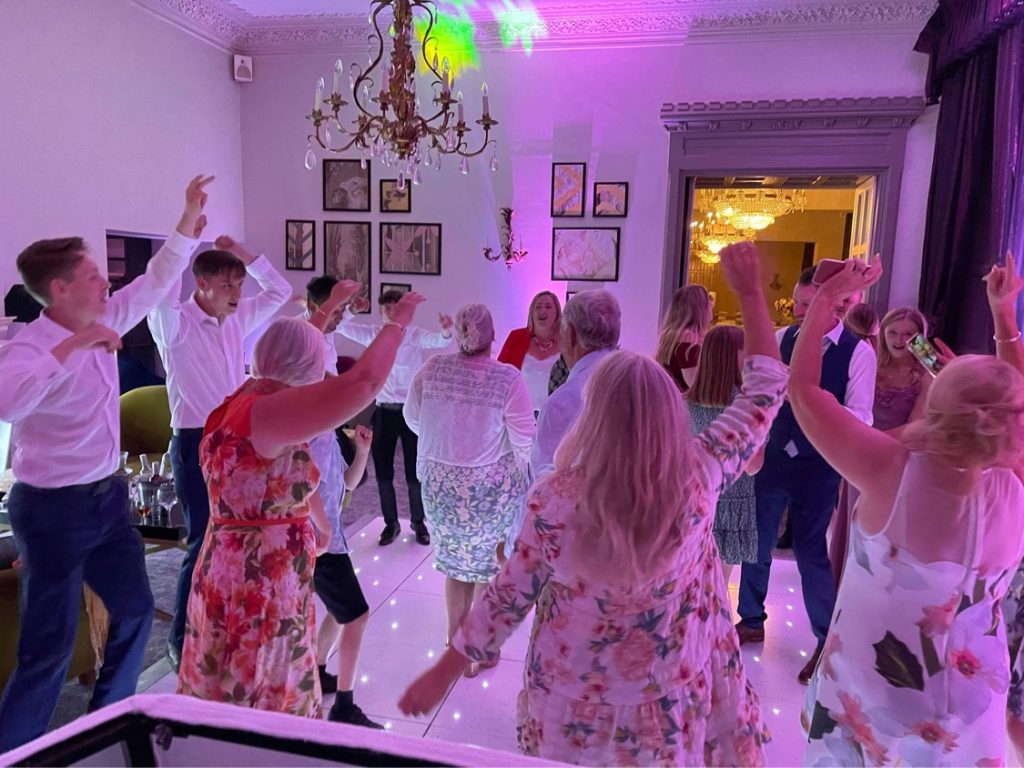 White Starlit dance floor in the Moncreif lounge at Walton hall