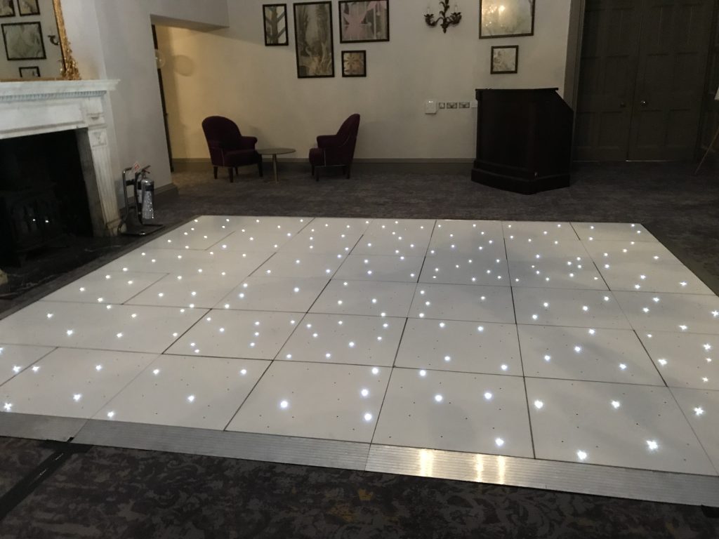 White Starlit dance floor in the Moncreif lounge at Walton hall