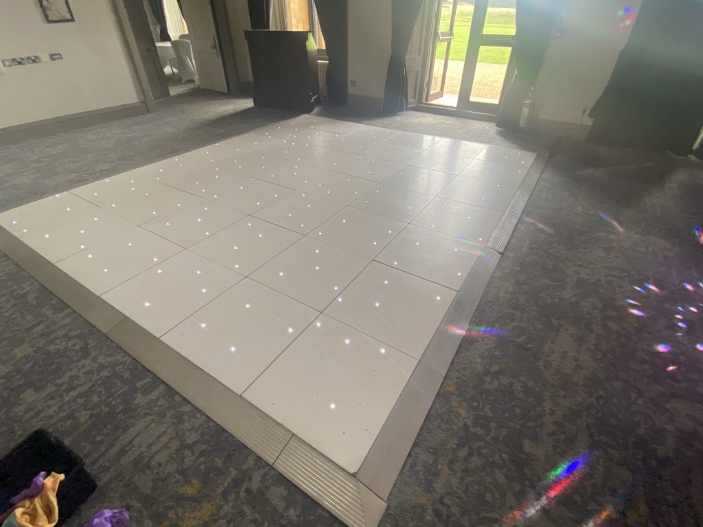 White Starlit dance floor in the Moncreif lounge at Walton hall