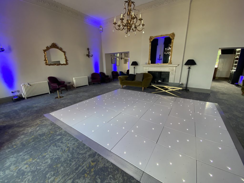 White Starlit dance floor in the Moncreif lounge at Walton hall