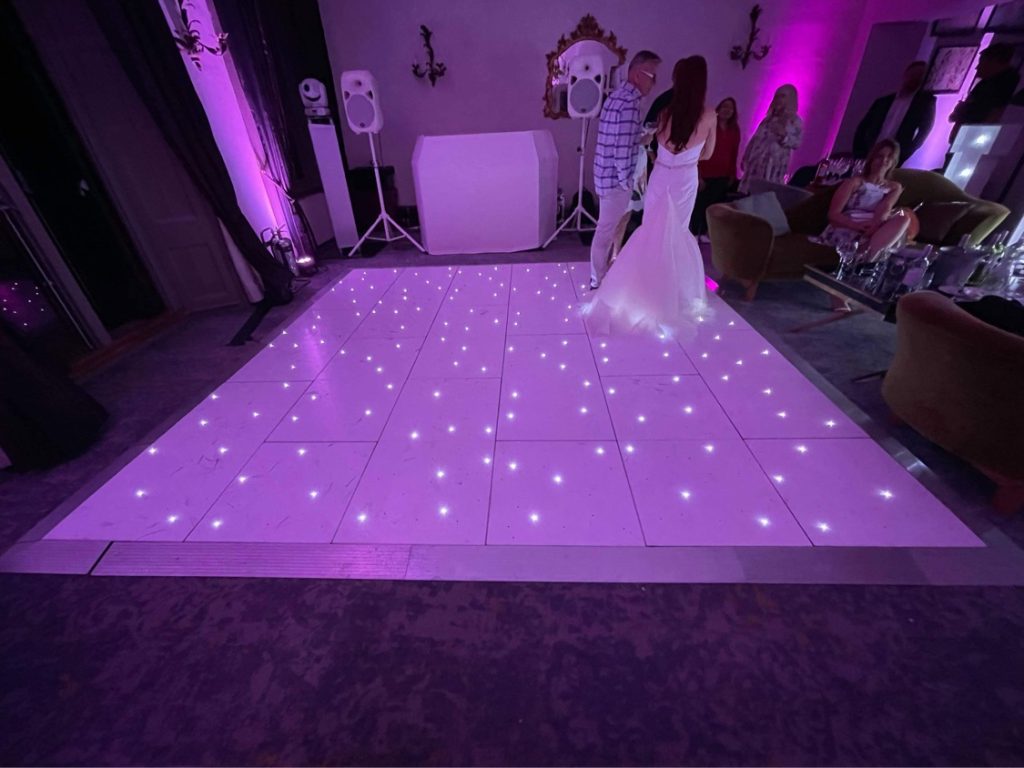 White Starlit dance floor in the Moncreif lounge at Walton hall