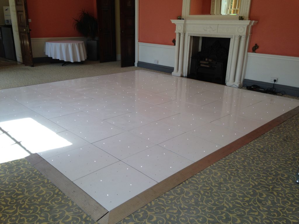 White Starlit dance floor in the Moncreif suite at Walton hall
