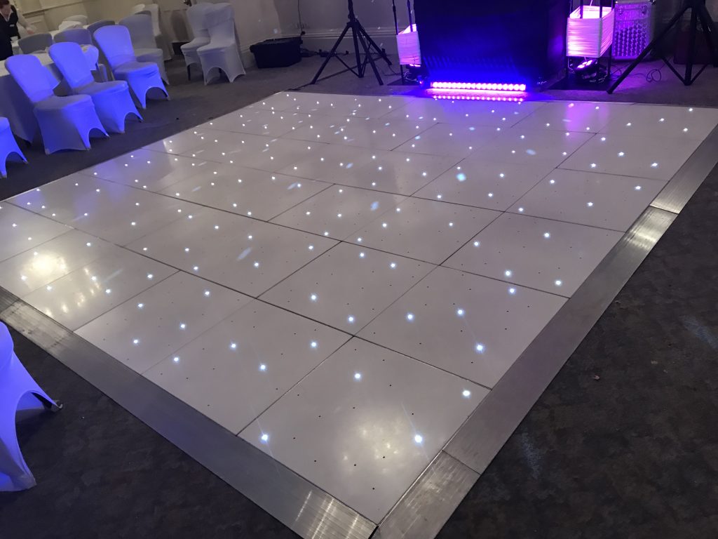 White Starlit dance floor in the Moncreif suite at Walton hall