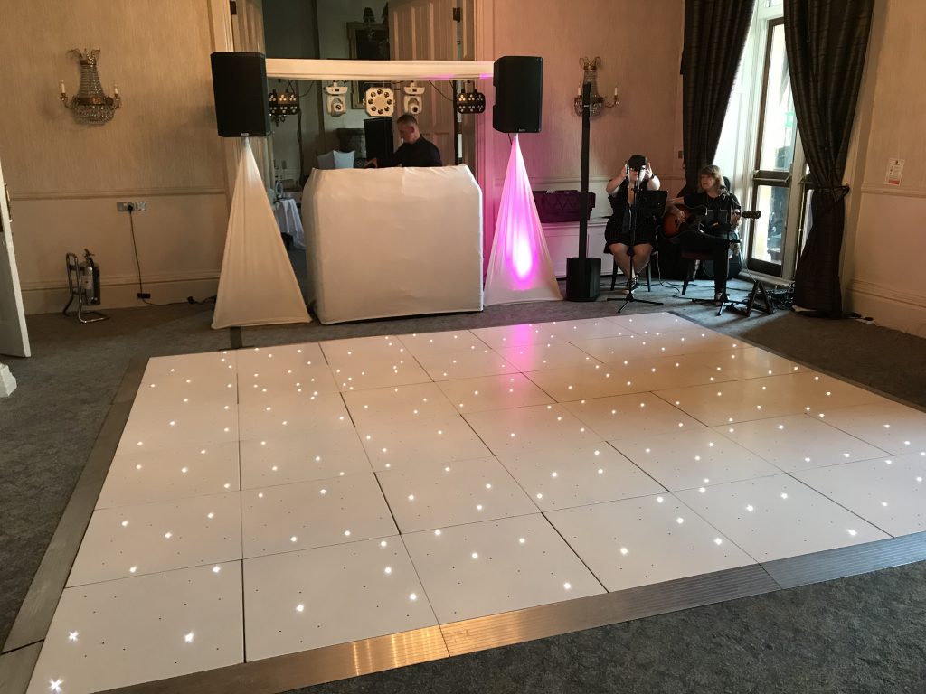 White Starlit dance floor in the Moncreif suite at Walton hall