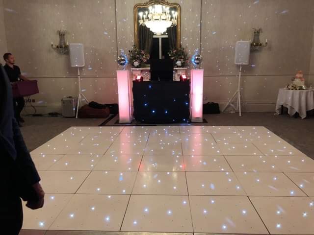 White Starlit dance floor in the Moncreif suite at Walton hall
