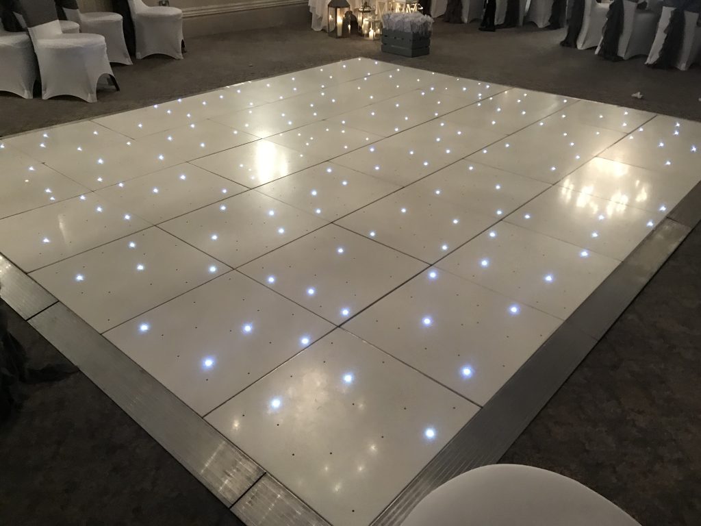 White Starlit dance floor in the Moncreif suite at Walton hall