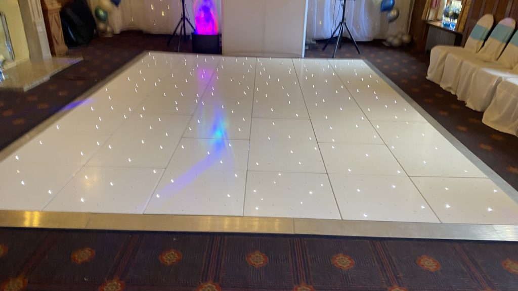 White Starlit dance floor in the Moncreif suite at Walton hall