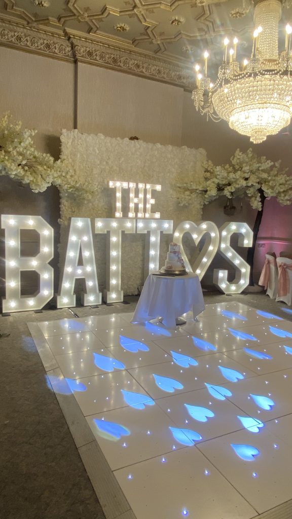 White Starlit dance floor in the Moncreif suite at Walton hall