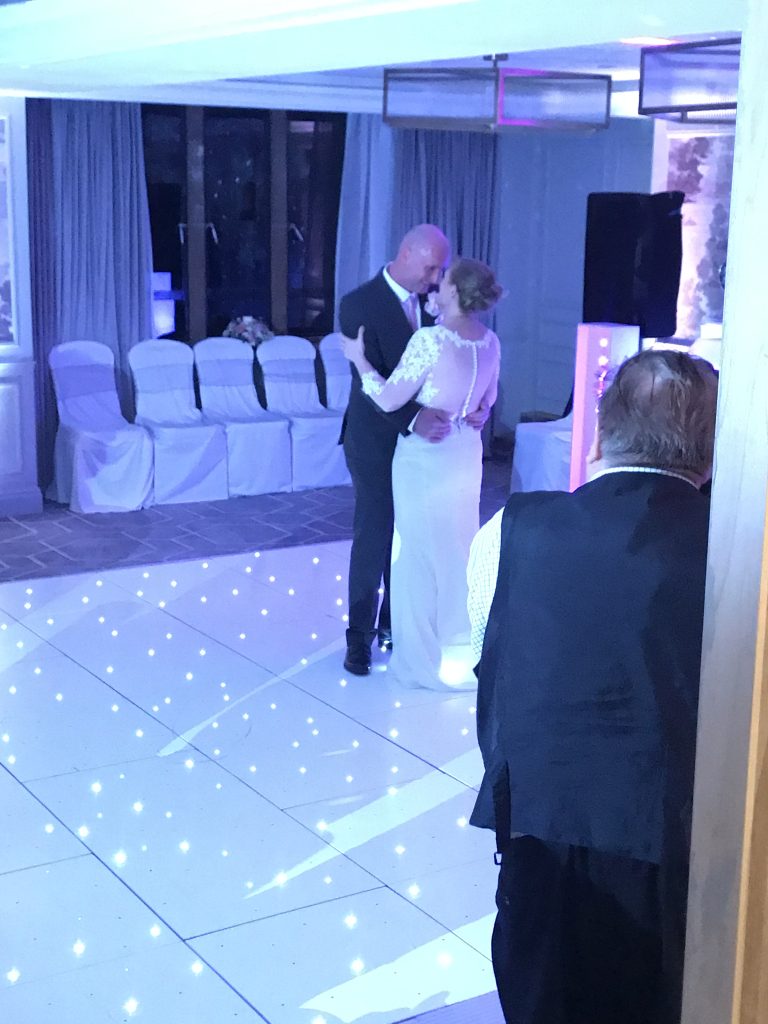 White starlit dance floor for a first dance
