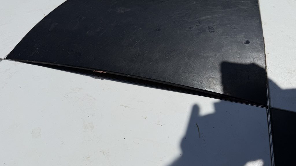 Damaged black and white dance floor