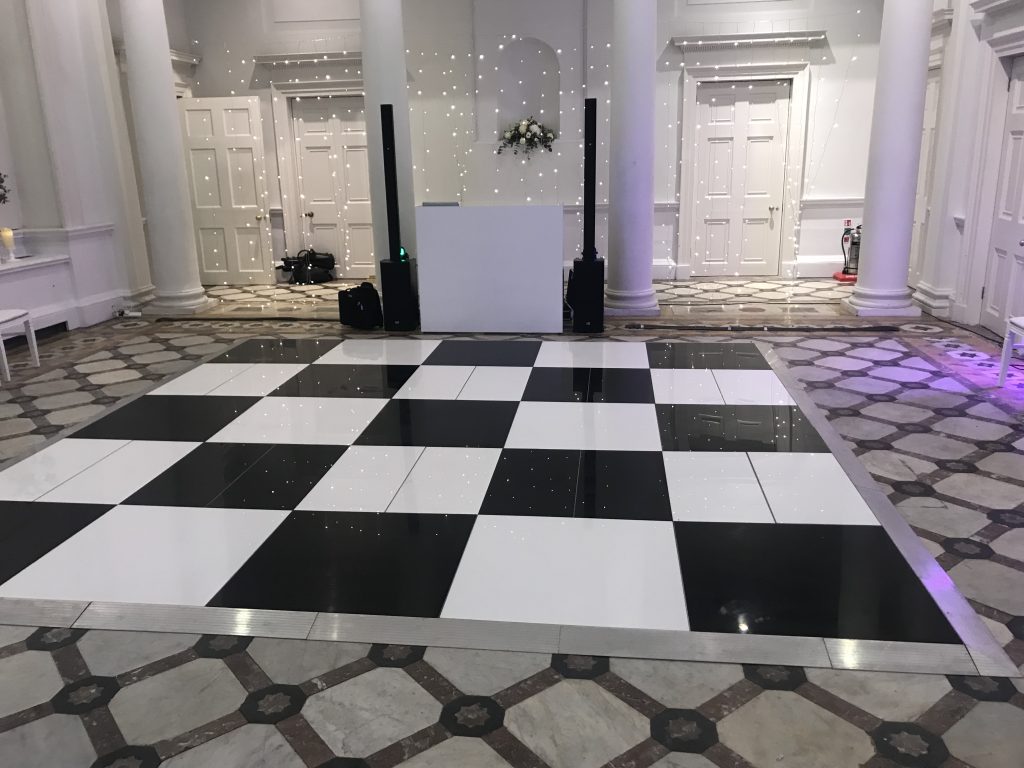 black and white chequered dance floor