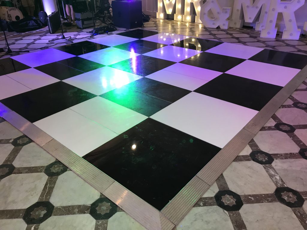 black and white chequered dance floor