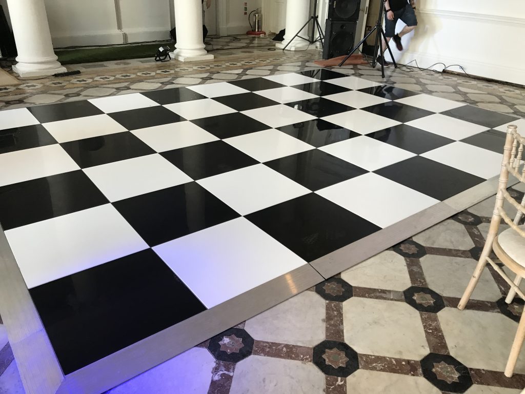 black and white chequered dance floor