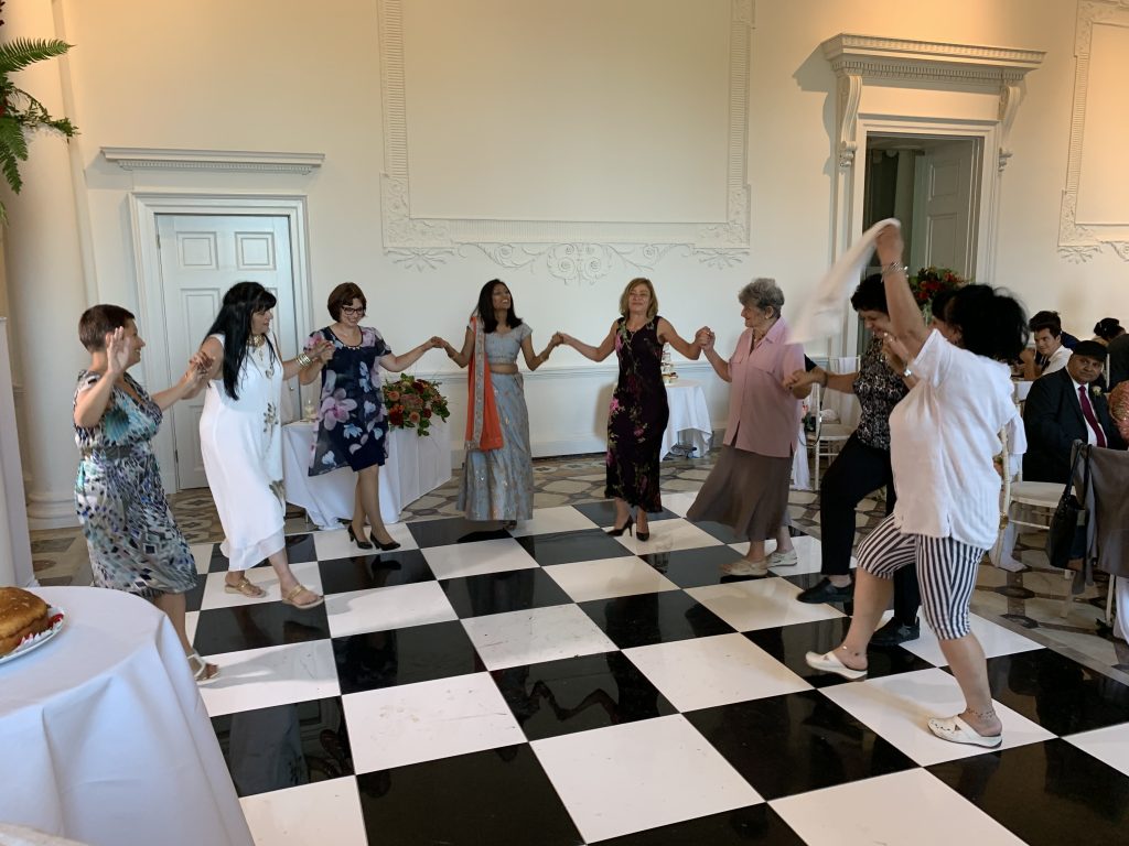 Black and white dance floor with dancers