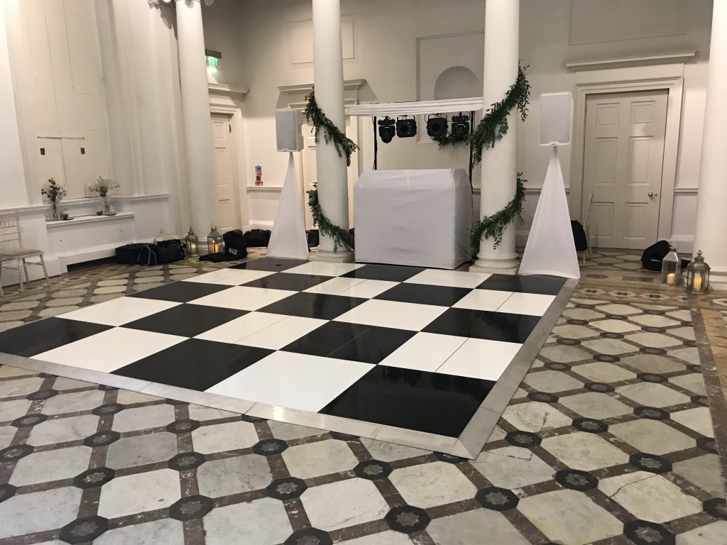 black and white chequered dance floor