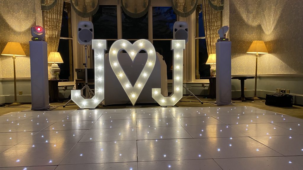White starlit dance floor in the great drawing room at ettington park