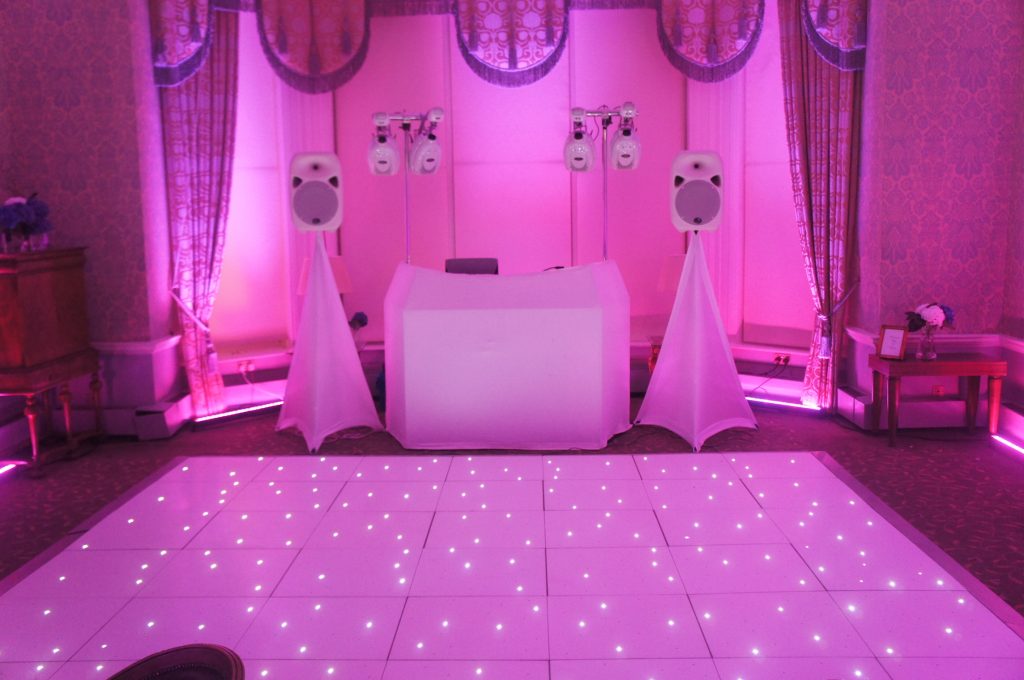 White starlit dance floor in the great drawing room at ettington park