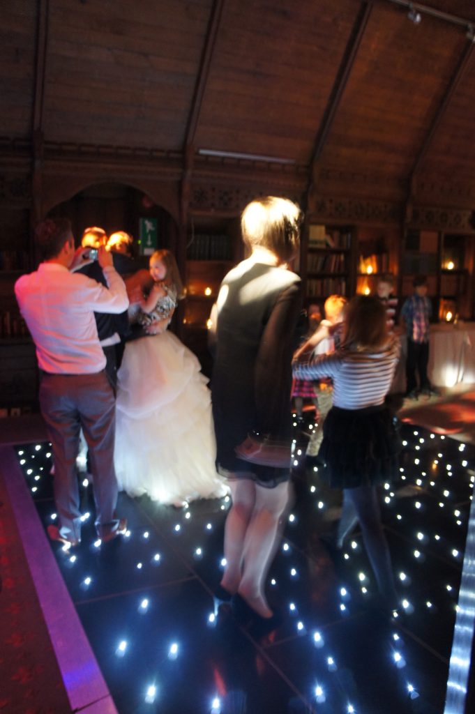 black starlit dance floor at ettington park hotel
