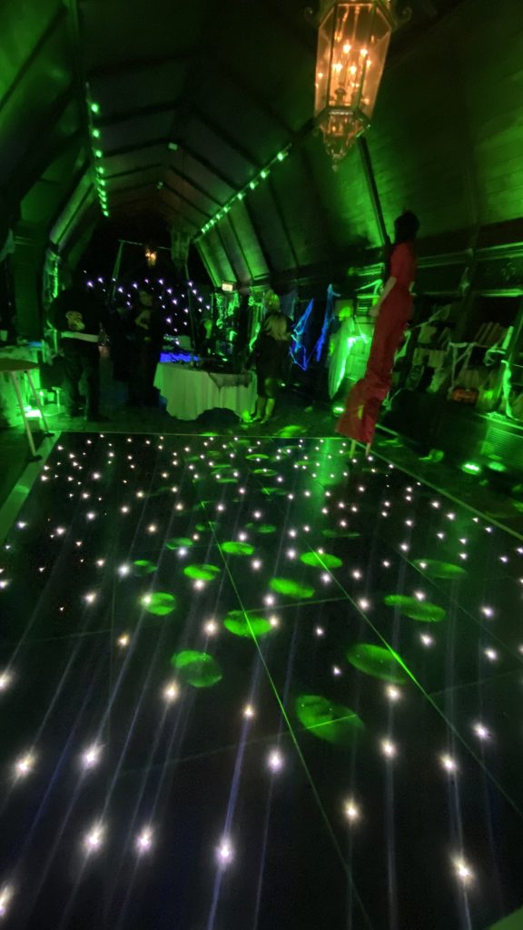 long gallery at ettington park hotel black starlit dance floor