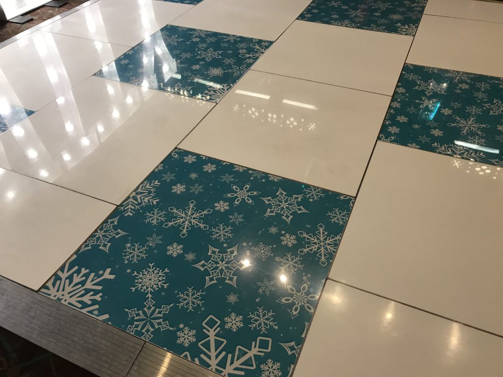 Snowflake and white dance floor at Ettington Park