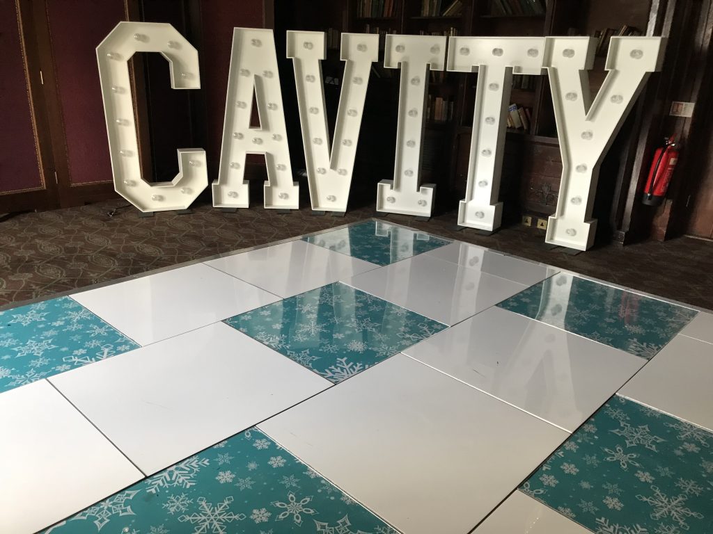 Snowflake and white dance floor at Ettington Park