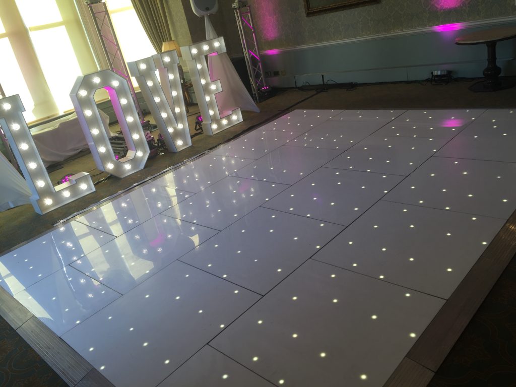 White starlit dance floor in the great drawing room at ettington park