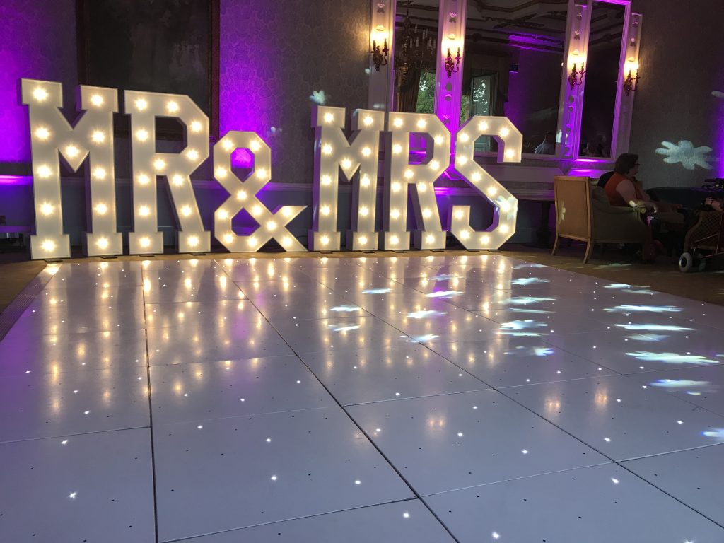 White starlit dance floor in the great drawing room at ettington park