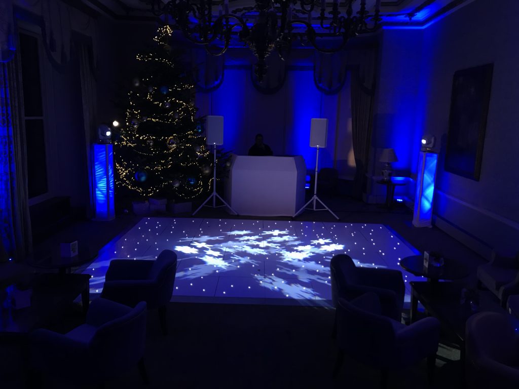 White starlit dance floor in the great drawing room at ettington park