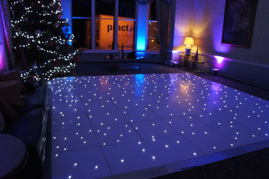White starlit dance floor in the great drawing room at ettington park