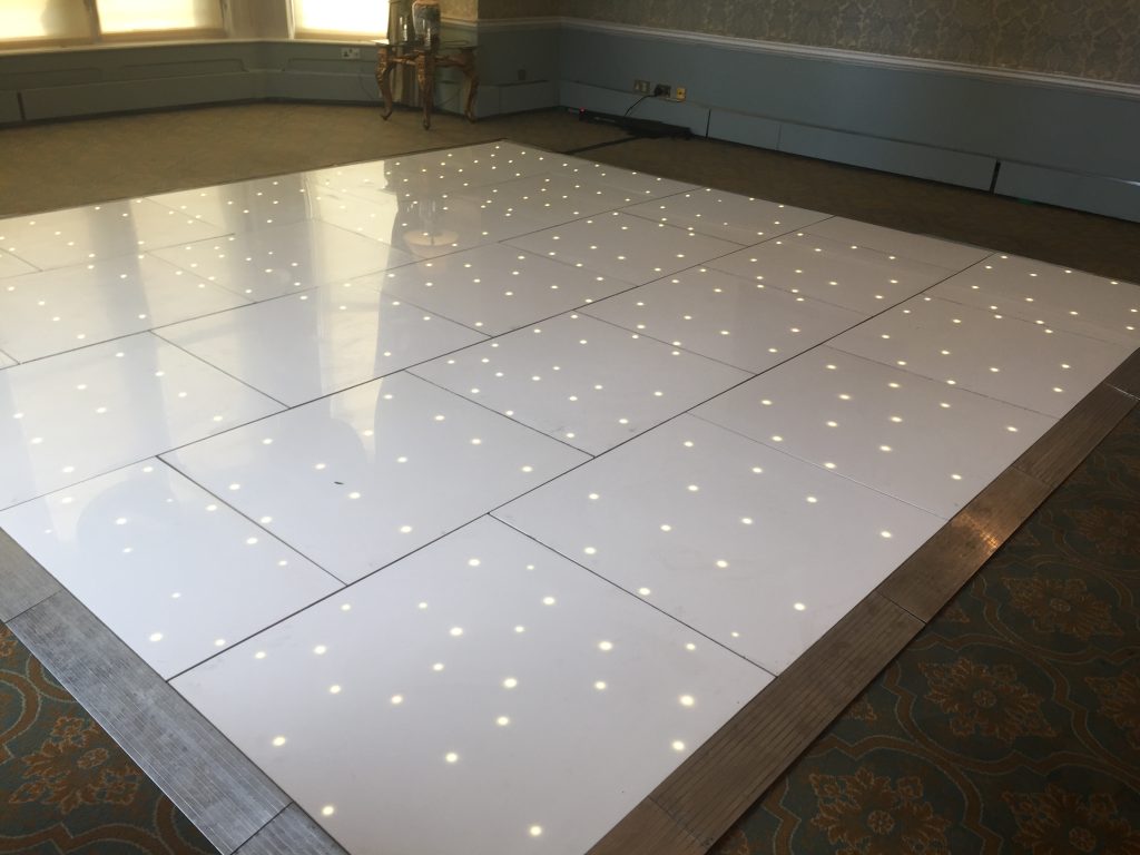 White starlit dance floor in the great drawing room at ettington park