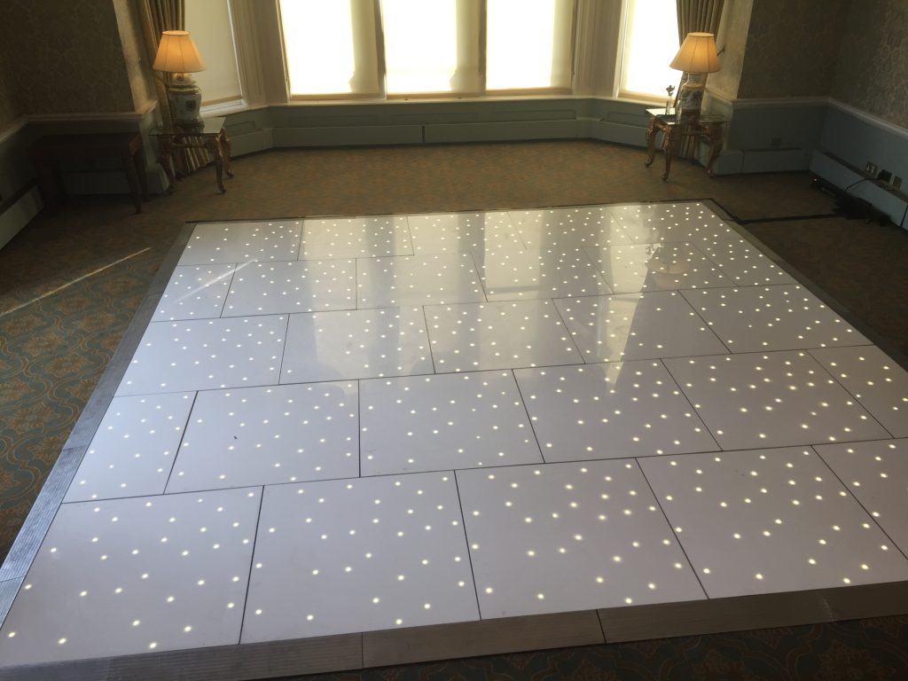 White starlit dance floor in the great drawing room at ettington park