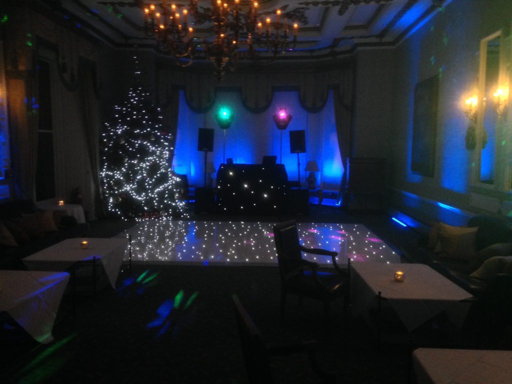 White starlit dance floor in the great drawing room at ettington park