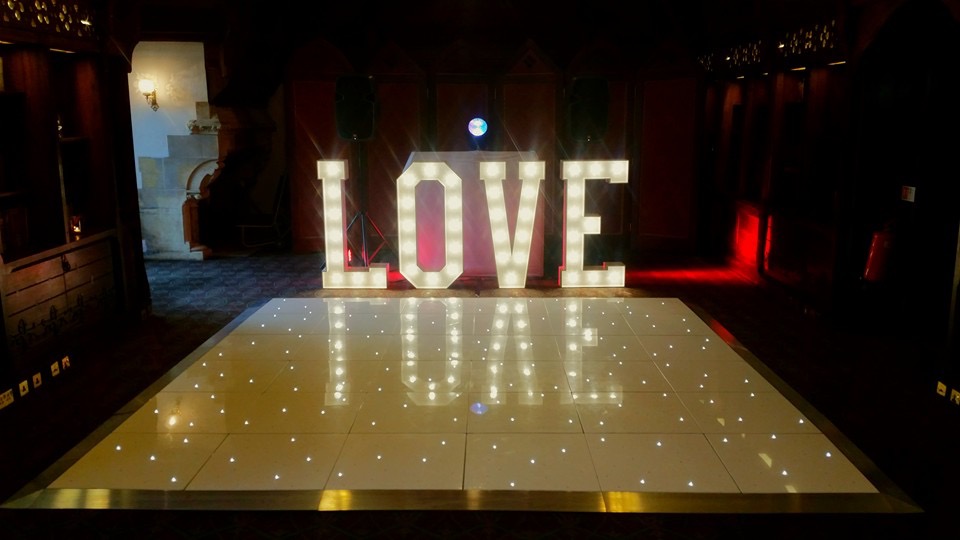 white starlit dance floor at ettington park