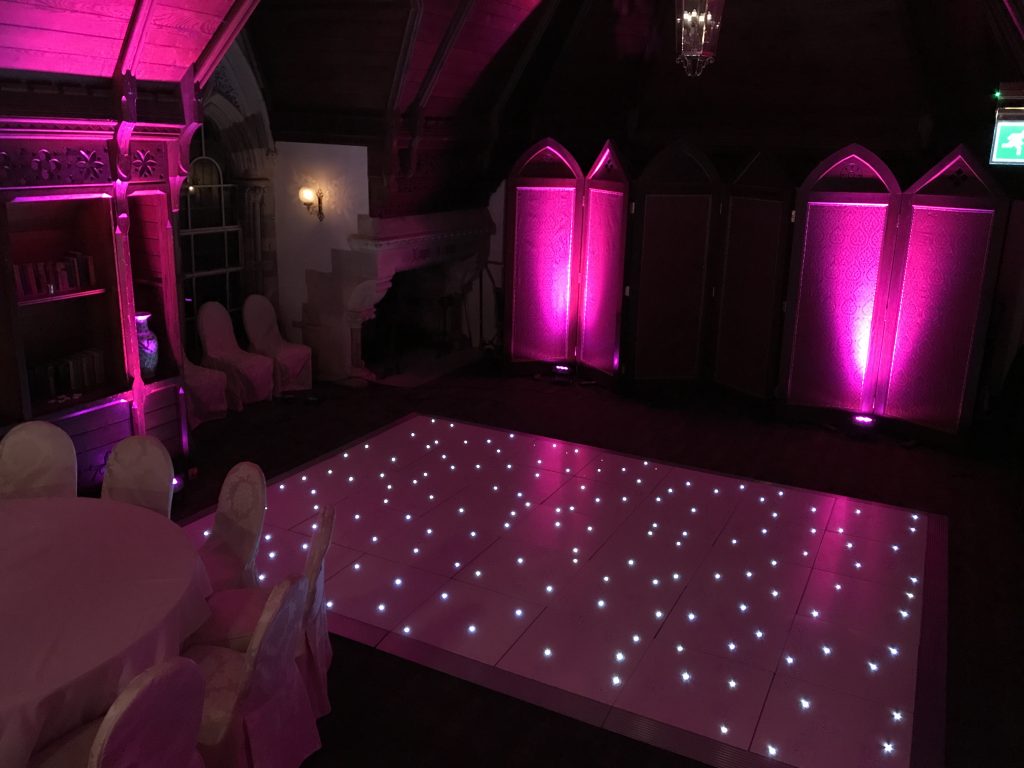 White Starlit dacne floor in the long gallery at Ettington Park